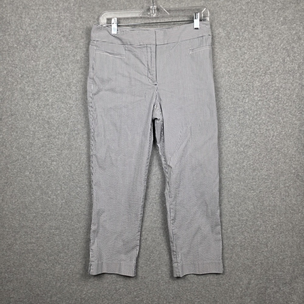 Ann Taylor Factory Pants Womens 6 Blue White Stripe Ankle Stretch‎ Slim